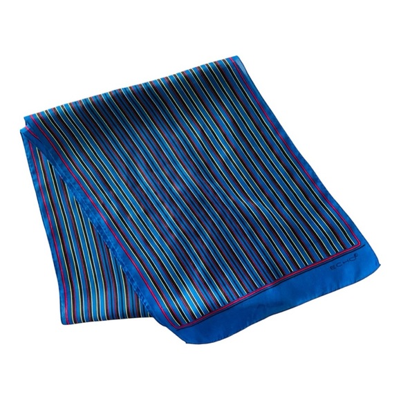 ECHO royal blue striped silk scarf - Picture 1 of 6